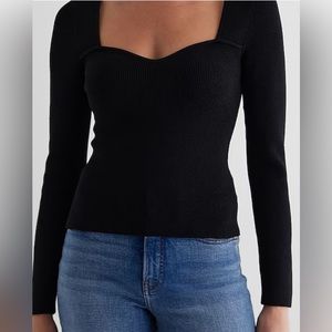 Express Ribbed Sweetheart Black Sweater